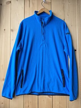 Helly Hansen Blue 1/4 Button Polyester Fleece Pullover Mens XL